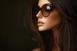 © LAJT - Side profile of stylish woman in sunglasses with long brown hair