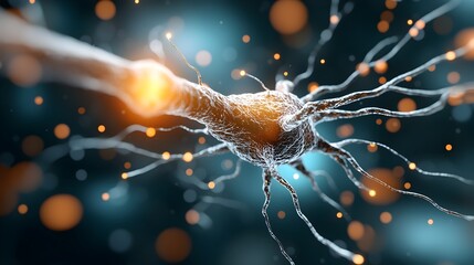 Stunning abstract visualization of an network with glowing neural connections and vibrant light trails representing the dynamic and futuristic nature of digital technology and innovation