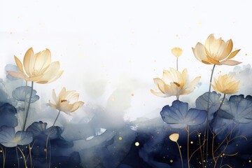 Wall Mural - Lotus watercolor background backgrounds outdoors painting.