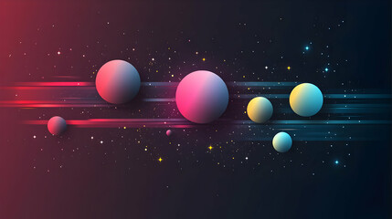 Wall Mural - Abstract Cosmic Background with Glowing Planets and Stars