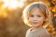 © HelgaQ - Blonde child in autumn landscape with soft sunlight and golden foliage