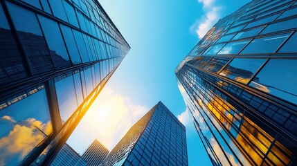 Tall buildings stretch into the night sky, their windows glowing with life and creating intricate patterns against the deep blue backdrop of evening