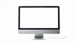 © hardvicore - Computer monitor with blank screen isolated on white backdrop. Mock-up. Close-up.