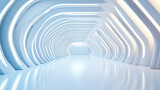 Fototapeta Przestrzenne - Abstract futuristic tunnel with glowing lights.