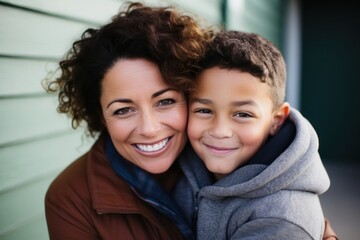 Poster - Child cheerful portrait hugging.