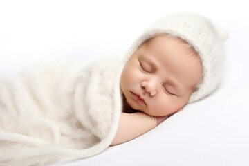 Wall Mural - Newborn baby sleeping portrait blanket.