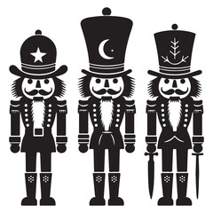 Christmas nutcrackers silhouette with white background