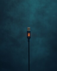 Isolated red traffic light pole with yellow and green lights, traffic on a city street at night under a blue sky with illuminated signs