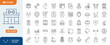 © Cetacons - Gym equipment and fitness line editable icon set. Containing healthy lifestyle, weight training, body care and workout or exercise equipment icons. Vector illustration. Editable stroke