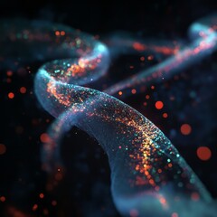 Wall Mural - DNA lines as trails, digital material, nice composition 