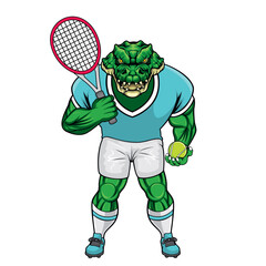 Poster - tennis ball mascot crocodile vector illustration tennis ball player design