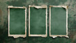 © Furkan - Set of three art posters with blank old vintage green scratched torn poster isolated green background.