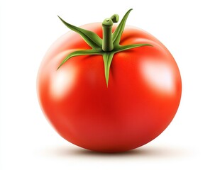 An isolated tomato vegetable on a transparent or white background. One tomato.