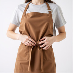 Woman wearing beige apron mockup