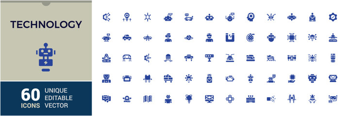 Wall Mural - technology web icons in solid style. related to future management, internet, network, programming an