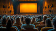 © Siasart - Audience watching a movie in a cinema with a bright screen.