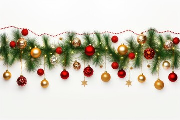 Wall Mural - christmas branch christmas lights white background.