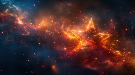 glowing star in a cosmic nebula