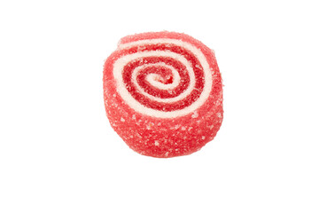 Wall Mural - Jelly sweet candy roll isolated on a white background. Marmalade candy.