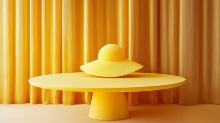 Wall Mural - Yellow Minimalist Interior with Hat