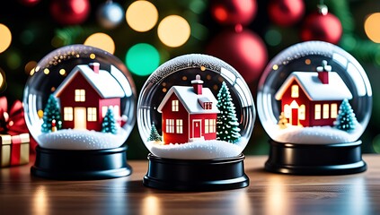 colorful illustrations holiday scenes snow globes inside decorate cards posters featuring festive ch