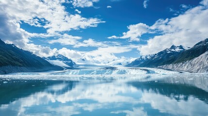 Canvas Print - Majestic view of Alaska glaciers with a wide-open sky for text