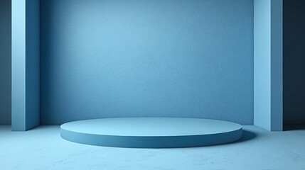 Wall Mural - Minimalist Blue Pedestal Display