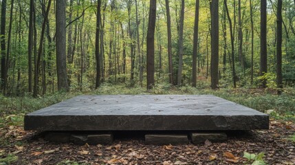 Canvas Print - Stone Platform in Serene Forest Clearing