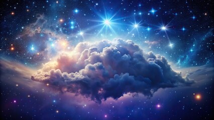 imaginative cosmic cloud with celestial body and stellar lights