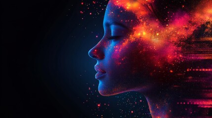 Wall Mural - Digital Dreamscape of a Woman