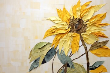 Wall Mural - Sunflower art plant leaf.