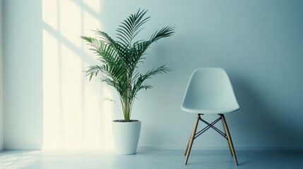 Poster - Minimalistic Interior with Chair and Plant