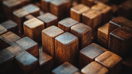 Wall Mural - Wooden Blocks Close-Up