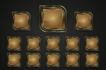 Wall Mural - Group of premium gold buttons design in Luxury and set of gold buttons with premium stoked vector web buttons design