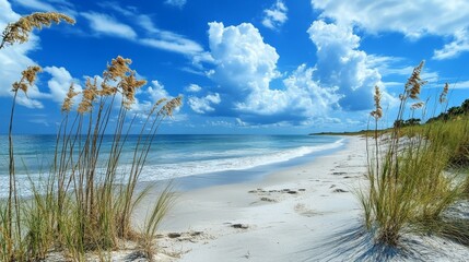 Poster - Serene Tropical Beach with Azure Sky