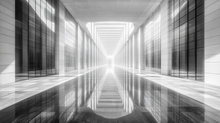 Canvas Print - Symmetrical Corridor Reflection