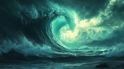 Wall Mural - Majestic Ocean Wave Surges Skyward