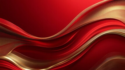 Sticker - Abstract Red and Gold Waves