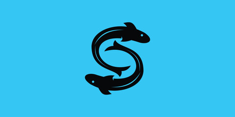 creative snakehead fish logo letter S, with a modern concept