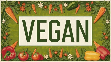 Vibrant Vegan Design Featuring Bold Text for Plant-Based Lifestyle Promotion