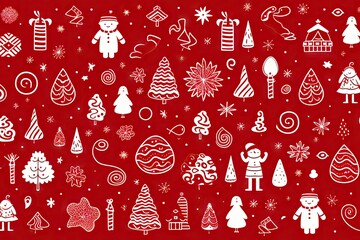 Sticker - Christmas doodle pattern backgrounds line.