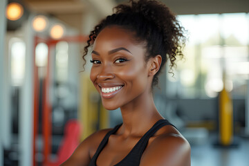 portrait of a smiling young woman in the gym