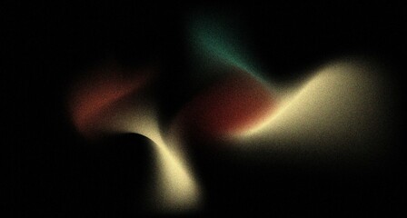 Wall Mural - Grainy background red green black yellow abstract glowing color wave dark backdrop noise texture banner poster header design