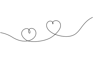 Wall Mural - Continuous heart line drawing Fancy minimalist illustration. Symbol of love One line abstract minimalist, Heart and love sign in continuous one line drawing. Thin flourish and romantic symbol 