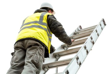 Construction Worker Climbing Ladder