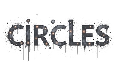 Circles. Grunge lettering on white background.