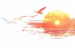 © Ева Поликарпова - Birds flying over sunset