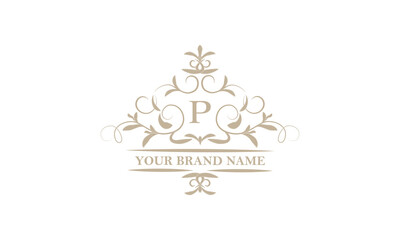 Wall Mural - Monogram design template for one or two letters, for example P. Calligraphic elegant ornament. Vector logo for business, heraldry, boutiques, restaurant, etc.