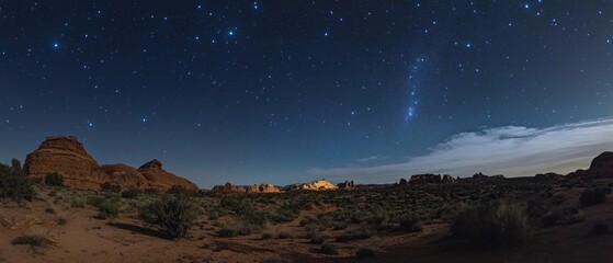 Wall Mural - A starry night sky with a large, dark cloud in the background