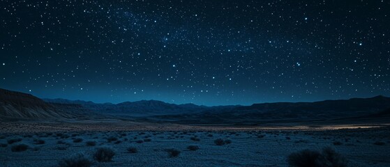 Wall Mural - A dark sky with a few stars and a large empty field